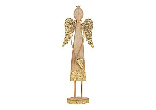 Engel mit Metall Flügeln aus Holz Braun