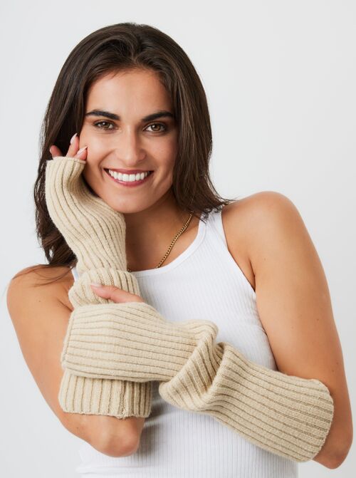 Knitted Arm Warmers in Taupe