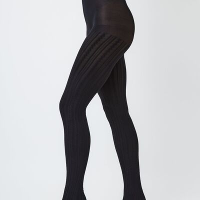 Collants en tricot torsadé en noir