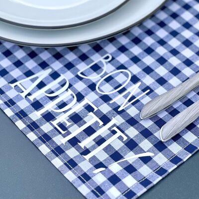 Tischset, „Bistrot, guten Appetit“ marineblau
