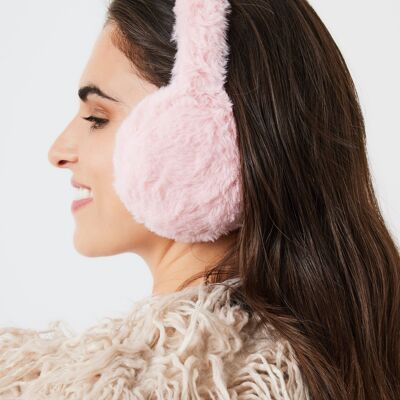 Fluffy Faux-Fur Earmuffs in Pink