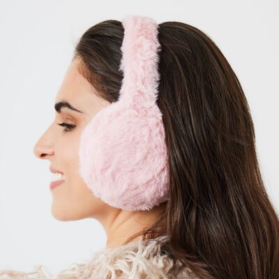 Fluffy Faux-Fur Earmuffs in Pink