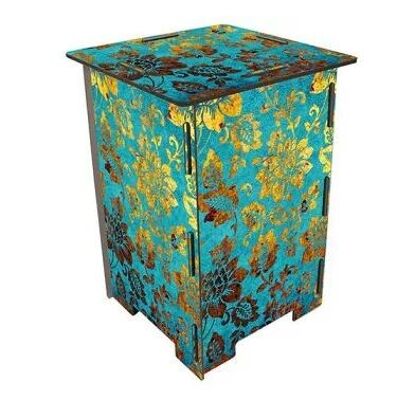 Photo stool - flowers blue/gold