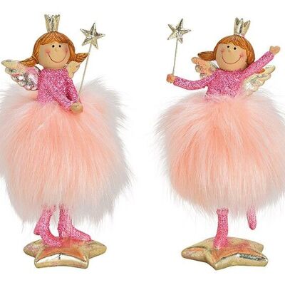 Angel with glitter made of poly / polyester pink / pink double