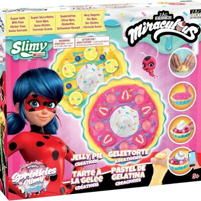 Miraculous Ladybug - Ref: M06008 - "The Gelatinous Pie" Slime Kit for girls and boys - "Sprinkles n' Slimy Jelly Pie" pastry creations with kitchen utensils, ingredients, toppings, decorations (Wyncor)