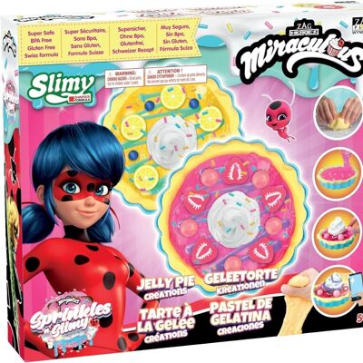 Miraculous Ladybug - Ref: M06008 - Kit Slime "The Gelatinous Pie" para niñas y niños - Creaciones de repostería "Sprinkles n' Slimy Jelly Pie" con utensilios de cocina, ingredientes, toppings, adornos (Wyncor)