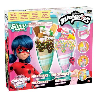 Miraculous Ladybug - Réf : M06009 - Kit Slime "Milkshake" - Créations de pâtisseries "Sprinkles n' Slimy Milkshake " avec ustensiles de Cuisine, Ingrédients, Garnitures, Décorations (Wyncor)