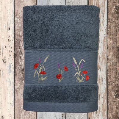 ROUSSILLON Embroidered BATH TOWEL 50X100 GRAY F
