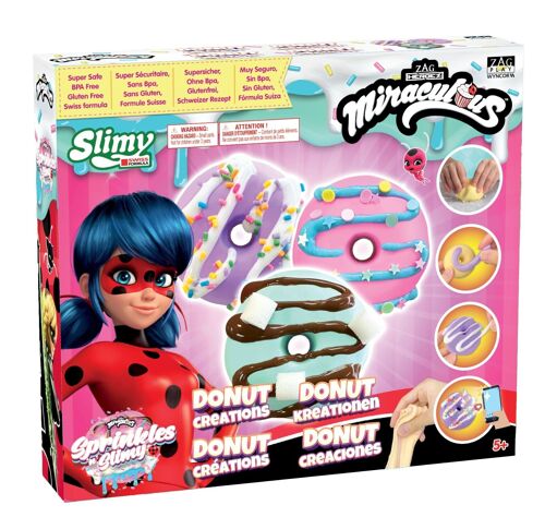 Miraculous Ladybug - Réf : M06011 - Kit Slime "les Donuts" - Créations de pâtisseries " Sprinkles n' Slimy Donuts" avec ustensiles de Cuisine, Ingrédients, Garnitures, Décorations (Wyncor)