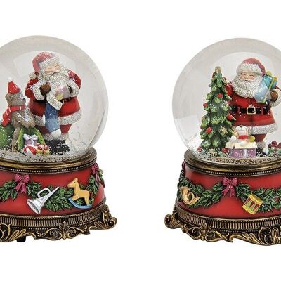 Carillon / palla di neve Babbo Natale, 2 assortiti (L / A / P) 11x15x11 cm