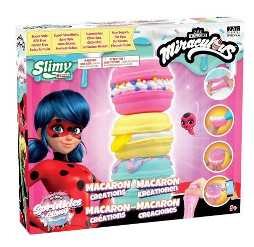 Miraculous Ladybug - Réf : M06012 - Kit Slime "les Macarons" - Créations de pâtisseries " Sprinkles n' Slimy Macarons" avec ustensiles de Cuisine, Ingrédients, Garnitures, Décorations (Wyncor)