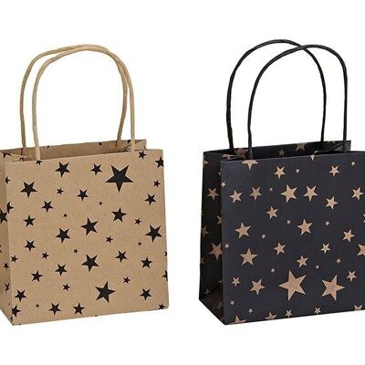 Gift bag star decoration made of paper, 2 assorted (W/H/D) 16x16x8 cm