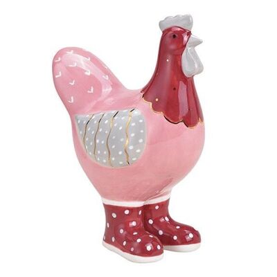 Pollo in ceramica rosa/rosa (L/A/P) 13x17x8cm