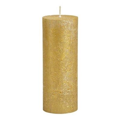 Vela con acabado brillante hecha de cera dorada (An/Al/Pr) 6,8x18x6,8cm