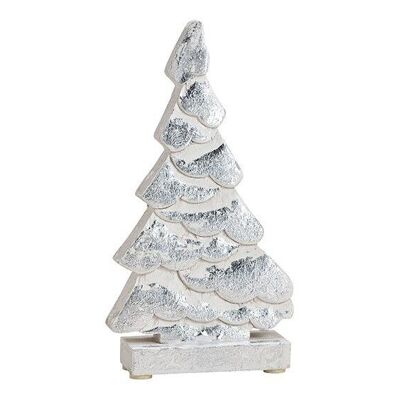 Albero di Natale in legno di mango argento (L/A/P) 12x22x6cm