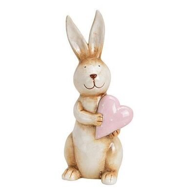 Coniglietto con cuore in ceramica beige (L/A/P) 9x22x8cm