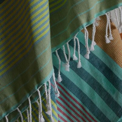 FOUTA EN COTON BIOLOGIQUE - Collection SUD - Couleur ADRIATIC