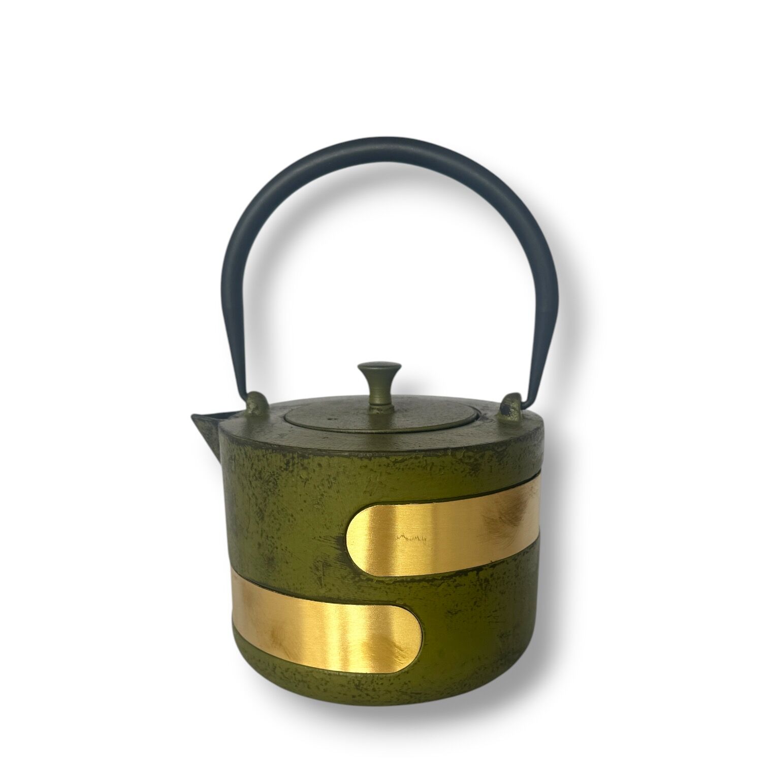 Pot teapot made of cast iron in green, pot
