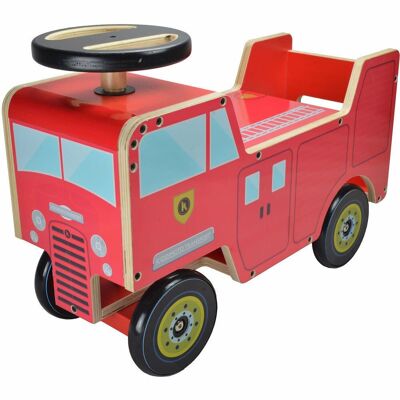 Paseo de madera para niños en camión de bomberos