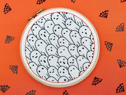 Ghosts Halloween Embroidery Pattern Fabric Pack