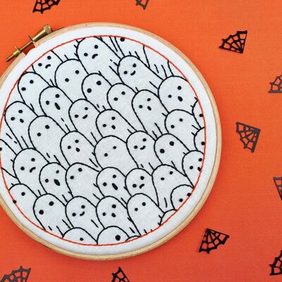 Ghosts Halloween Embroidery Pattern Fabric Pack