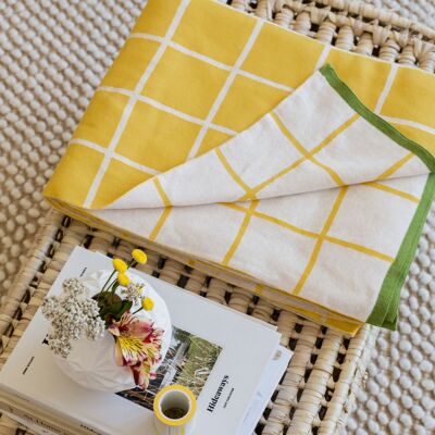 Todden Blanket Yellow, soft cotton knit