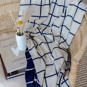 Couverture Todden Bleu, tricot de coton doux 2