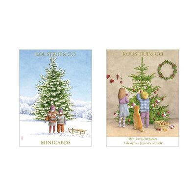 Minitarjetas de navidad - Niños y árbol de navidad