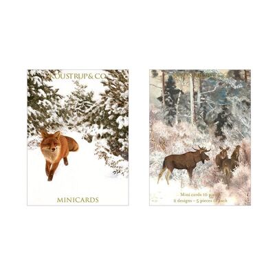 Minikarten Weihnachten - Fuchs und Elch
