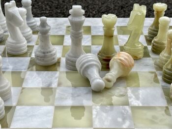 Jeu d'échecs en onyx vert et blanc 15" fabriqué à la main 5