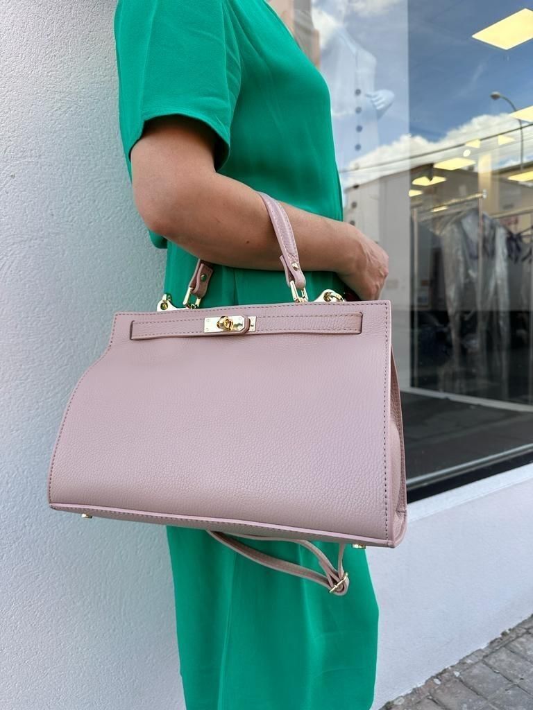 Borsa a mano da donna in pelle italiana con tracolla e grande capacità