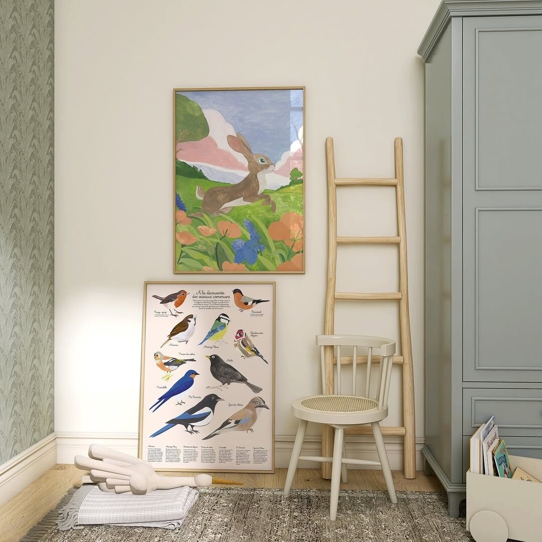 Poster didattico A3 sugli uccelli da giardino per bambini - Set di 5 poster