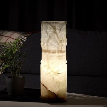 Lampe Onyx 12" en forme de bambou avec veines et stries naturelles 2