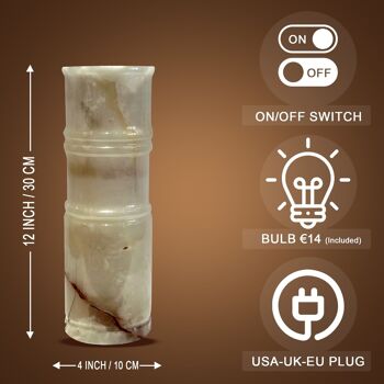 Lampe Onyx 12" en forme de bambou avec veines et stries naturelles 3