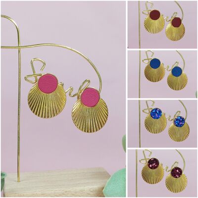 SUNNA earrings in leather and sequins - 5 COLORS