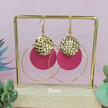 Boucles d'oreilles MARGOT cuir mat et paillettes - 6 Coloris 2