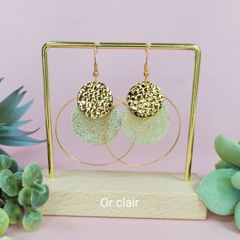 Boucles d'oreilles MARGOT cuir mat et paillettes - 6 Coloris 3