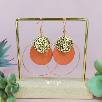 Boucles d'oreilles MARGOT cuir mat et paillettes - 6 Coloris 4