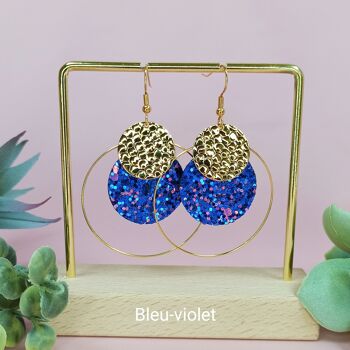 Boucles d'oreilles MARGOT cuir mat et paillettes - 6 Coloris 5