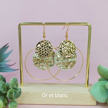 Boucles d'oreilles MARGOT cuir mat et paillettes - 6 Coloris 6