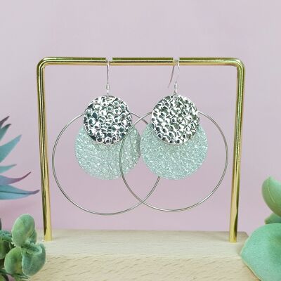 Boucles d'oreilles MARGOT cuir argent