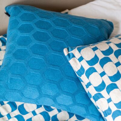 Herdis Pillow-cover blue, soft cotton knit