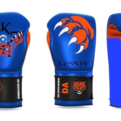 Gants de Boxe DA for Leskiv Pro-Élite CROCHET ET BOUCLE SAC GANTS - BLEU/ORANGE