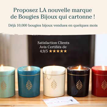 Bougie Bijou Verte Parfum Fabriquée en France - Cire naturelle de colza - Parfum Fleur de Thé - Bijoux cristaux Swarovski 9