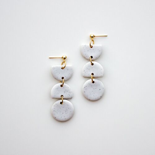 White Speckled Geometric Polymer Clay Earrings, "VERA"