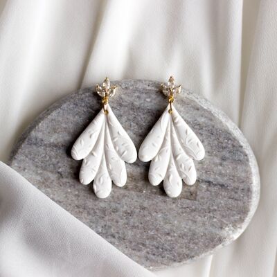 Wedding Earrings, White Elegant Bridal Earrings,  "ELEANOR"