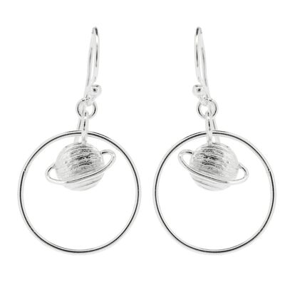 Sterling Silver Planet Earrings and Presentation Box