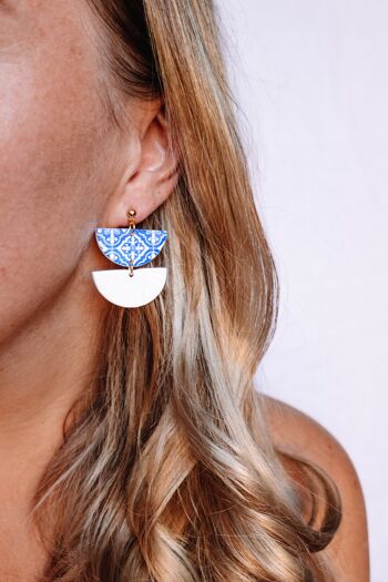 Handmade Painted Greek Summer Clay Earrings, "SERIFOS" 3