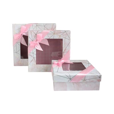 Pink Marble Print Gift Box - Set of 3