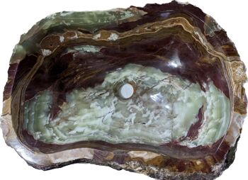 Évier en onyx marron et vert | Bassin de comptoir en marbre – 22" x 16" (pouces) 2